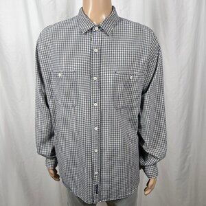 Vintage 90s Abercrombie & Fitch XL Blue Ivory Plaid Long Sleeve Button-Up Shirt